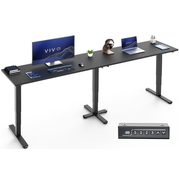 VIVO Electric 109" x 24" Extra Long Standing Desk, Black Tops, Black Frame