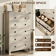 thumbnail image 4 of Keywhat Farmhouse 5 Drawer Dresser for Bedroom, Chest of Drawers Wood Organizer for Living Room, Light Rustic Oak, 4 of 7