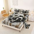 thumbnail image 2 of Castle Fairy Vintage Wood Plank Roaring Bear Bed Sheets 4-Piece,Golden Drip Pine Mountain Silhouette Full Size Sheets,Black Gold Cream,1 Fitted Sheet, 1 Flat Sheet and 2 Pillowcases, 2 of 6