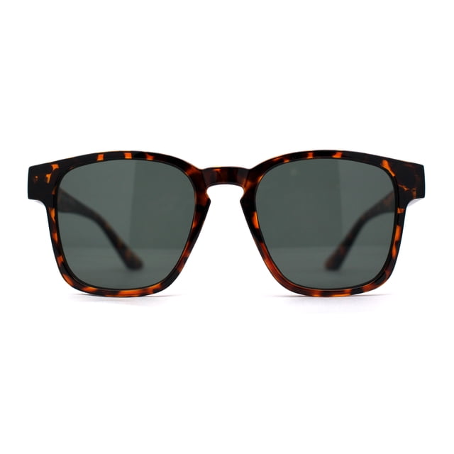 Lunettes de Soleil Rétro à Monture Corne Rectangulaire Mode Gentleman Vert Tortue
