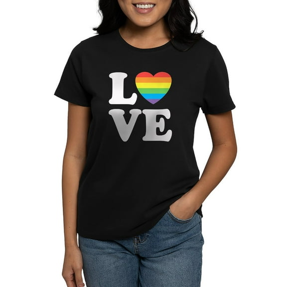 CafePress - Gay Love Women's Dark T Shirt - Women's Traditional Fit Dark T-Shirt
