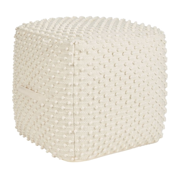 Mina Victory Lifestyle Loop Dots 16 x 16 x 16 Ivory Indoor Poufs