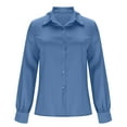 thumbnail image 3 of Kilaqueen Long Sleeve Shirts for Women Button Down Satin Silk Long Sleeve Lapel Collared Shirts Casual Solid Color Office Work Tunic Tops, 3 of 5
