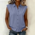 thumbnail image 2 of Feancey Women's Sleeveless Button Down Shirts Striped Casual Collared Work Blouses Loose Fit Dressy Office Tank Tops Summer Trendy Clothes Navy S, 2 of 8