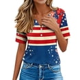 thumbnail image 6 of VKOYWKM Women's 4th of July Shirts Independence Day American Flag Tops V Neck Button Henley Tee Patriotic USA Graphic Tee Summer Casual Blouse, 6 of 9