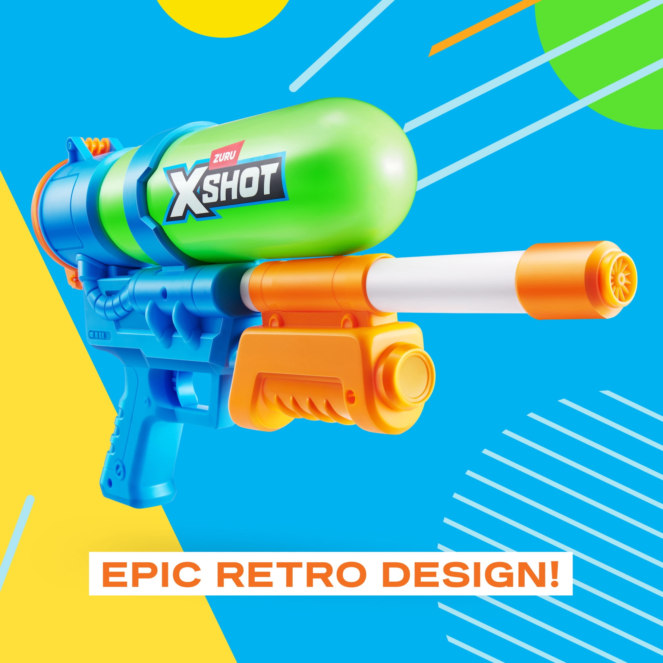 XSHOT Water Fast Fill (33ft & 500ml) 80s Super Splash Green Outdoor Water Blaster by ZURU Ages 6+