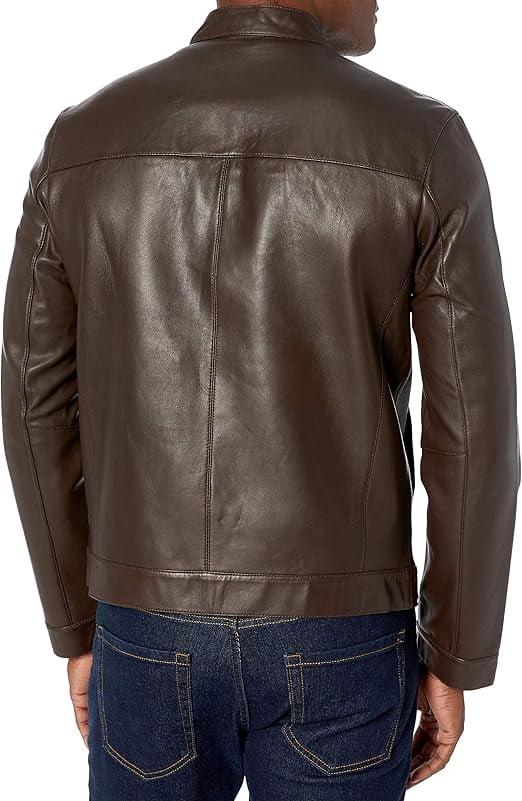 Cole Haan Men's Bonded Racer Leather Jacket (Black, L)