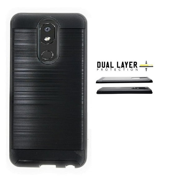 Compatible Case for LG Aristo 4 Plus/ LG Prime 2 / Straight Talk LG Journey Smartphone / LG Journey /LG Arena 2 / LG Escape Plus, Slim Metallic Brushed Design Shockproof Protective Cover Case (Black)