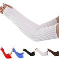 thumbnail image 2 of Arm Sleeves Solid Color Elastic Unisex Thumb Hole Arm Warmers Winter Arm Covers, 2 of 10