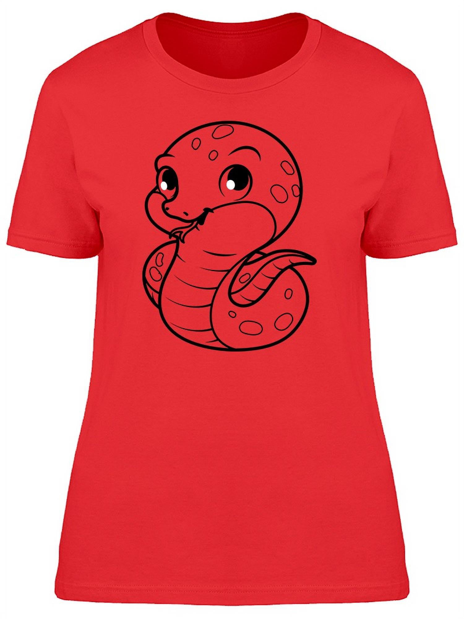 Cute Baby Snake Cartoon T-Shirt Women -Image by Shutterstock, Female  XX-Large 