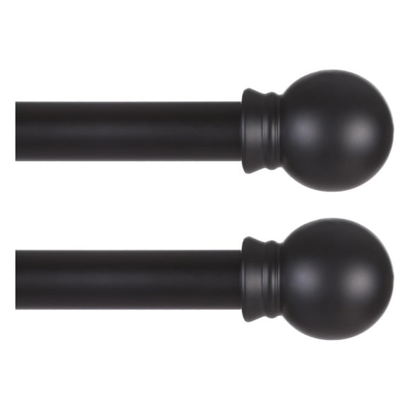 Juego de barras para cortinas Thestoa, color negro, de 1,6 a 2,1 m de diámetro, 1,6 cm