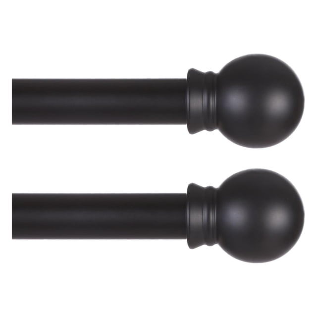 Juego de barras para cortinas Thestoa, color negro, de 1,6 a 2,1 m de diámetro, 1,6 cm