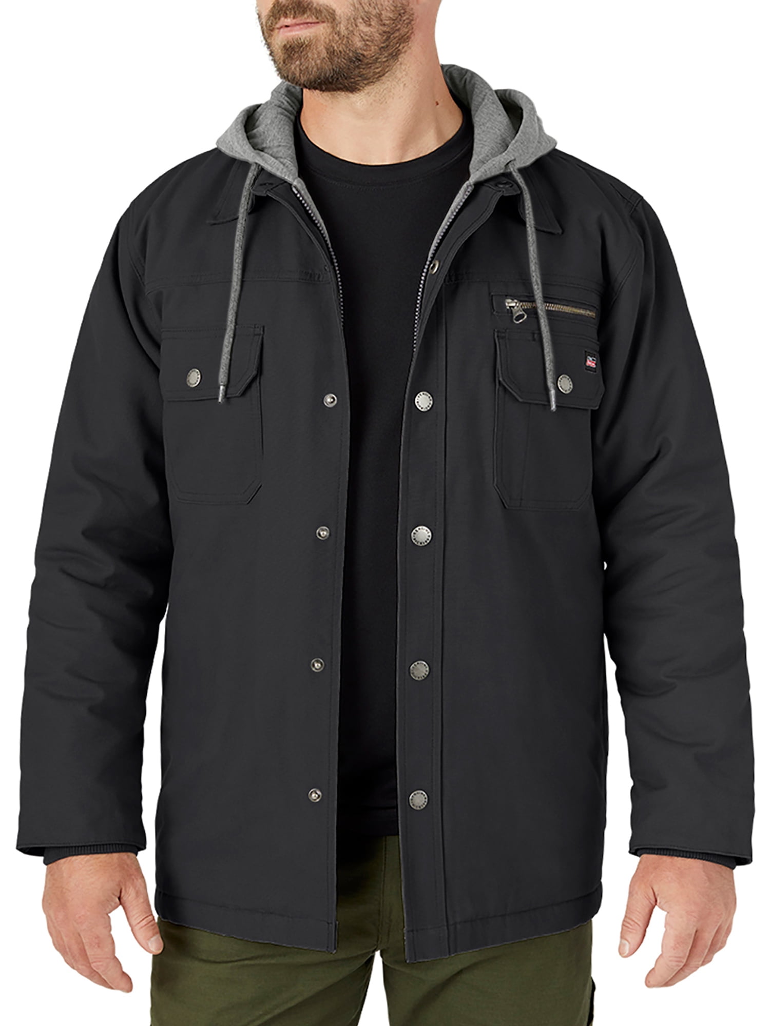 Genuine Dickies Mens Canvas Hooded Shirt Jacket – Walmart Inventory ...