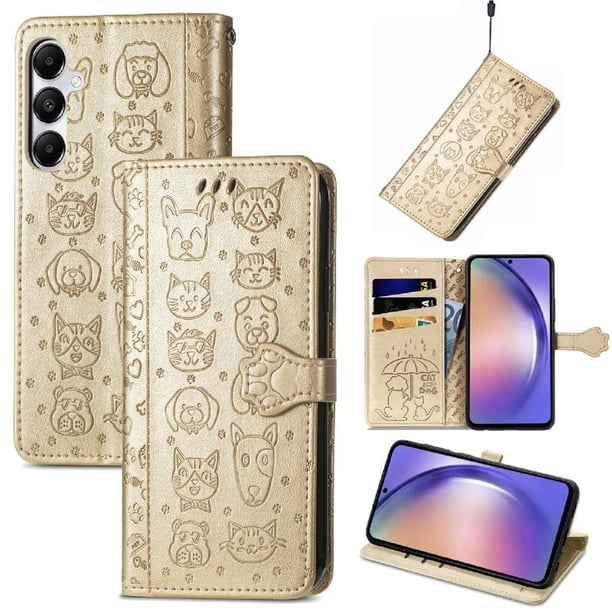 Funda Cartera FOXDOCK para Xiaomi Poco X6 Pro 5G , Flip PU con Relieve de Gatos y Perros, Tarjetero y Soporte