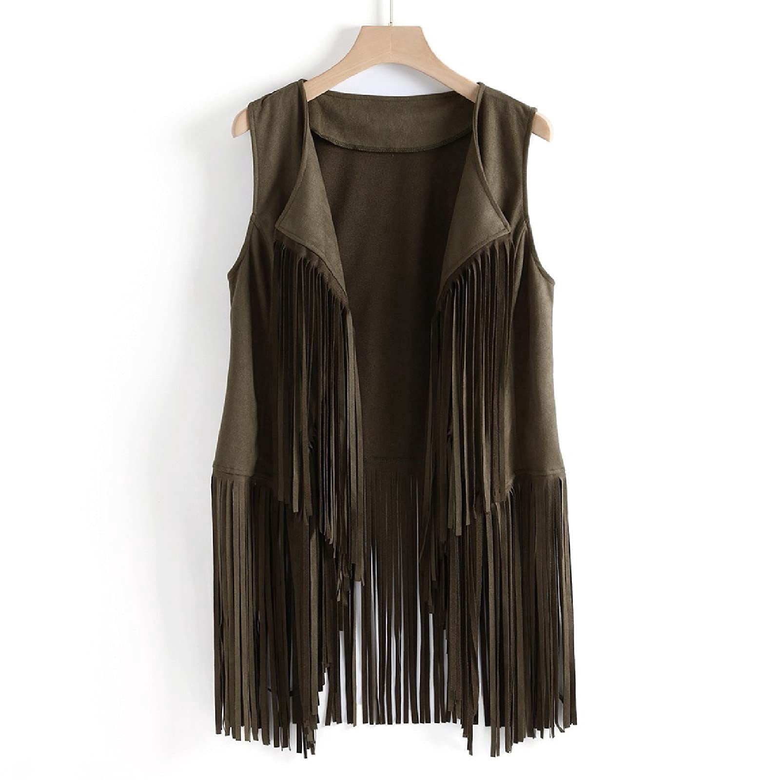 Womens Fringe Vest 70s Hippie Costume Sleeveless Shirts Cowgirl Western Faux Suede Tassel Leather Outerwear Going Out Tops Sexy Summer Outfits 2026 Trendy Vacation Tees