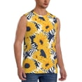 thumbnail image 2 of Bixox Men's Blue Striped Sunflower Printed Shirt Sleeveless Fitness Tank Top-Medium, 2 of 5