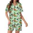 thumbnail image 1 of PRIYAL Ensemble de Pyjama en Soie Crocodile Mignon pour Femmes Manches Courtes Ensemble de Détente 2 Pcs, 1 of 5