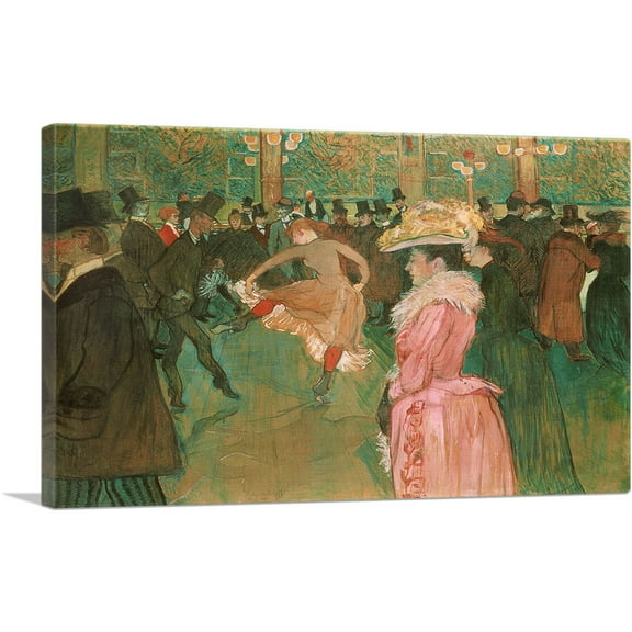 ARTCANVAS At the Moulin Rouge - The Dance 1891 Canvas Art Print by Henri De Toulouse-Lautrec - Size: 26" x 18" (0.75" Deep)
