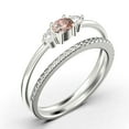 thumbnail image 3 of Minimalist 1.15 Carat Slim Oval Cut Morganite And Diamond Moissanite Fairy Engagement Ring, Dainty Wedding Ring in 925 Sterling Silver With 18k White Gold Plating, Festival Bridal Set, Matching Band, 3 of 3