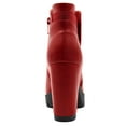 thumbnail image 2 of BLISSFUL STEP Women's Chelsea Boots Platform Block Cleated Sole Heel Red 8.5, 2 of 8