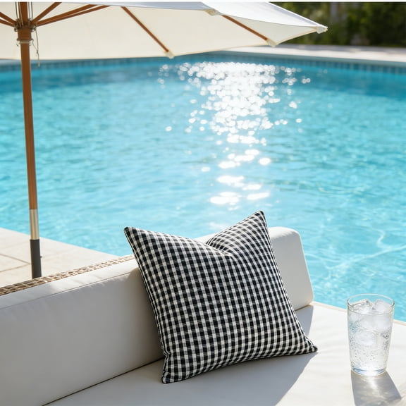Zynviq Decorative Pillow Covers 18x18inch Black Couch Pillow Covers Checkered with Zipper Polyester Square