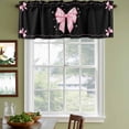 thumbnail image 3 of 2 Pack Valances for Window, Valentine's Day Short Curtains for Kitchen Bedroom Living Room, Pink Bowknot Ribbon on Black Mother's Day Rod Pocket Small Window Treatment Valance Drapes 60 x 18 Inch, 3 of 8