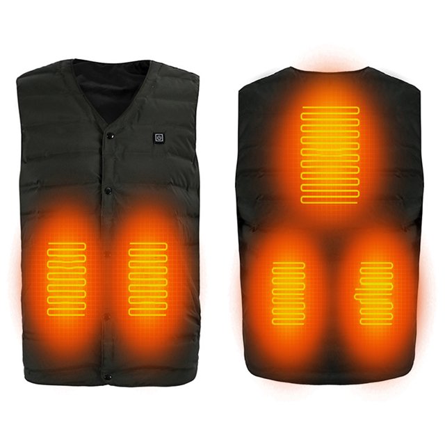Chaleco calefactable con control de temperatura de 3 engranajes, 5 zonas de calentamiento, chaleco ligero con calentamiento USB para hombres y mujeres, camping, senderismo, pesca