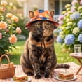 thumbnail image 5 of Pet Sun Hat with Ear Holes Adjustable Chin Strap Breathable Outdoor Headwear for Cats and Small Dogs Summer Travel 16.5 Inch, 5 of 6