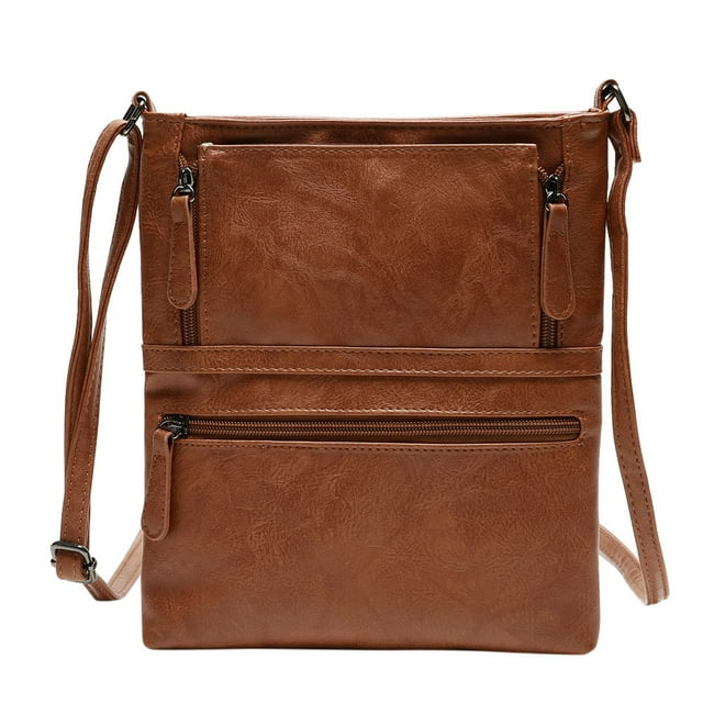 Womens Leather Purse Satchel Cross Body Zipper Shoulder Bag Messenger Bag