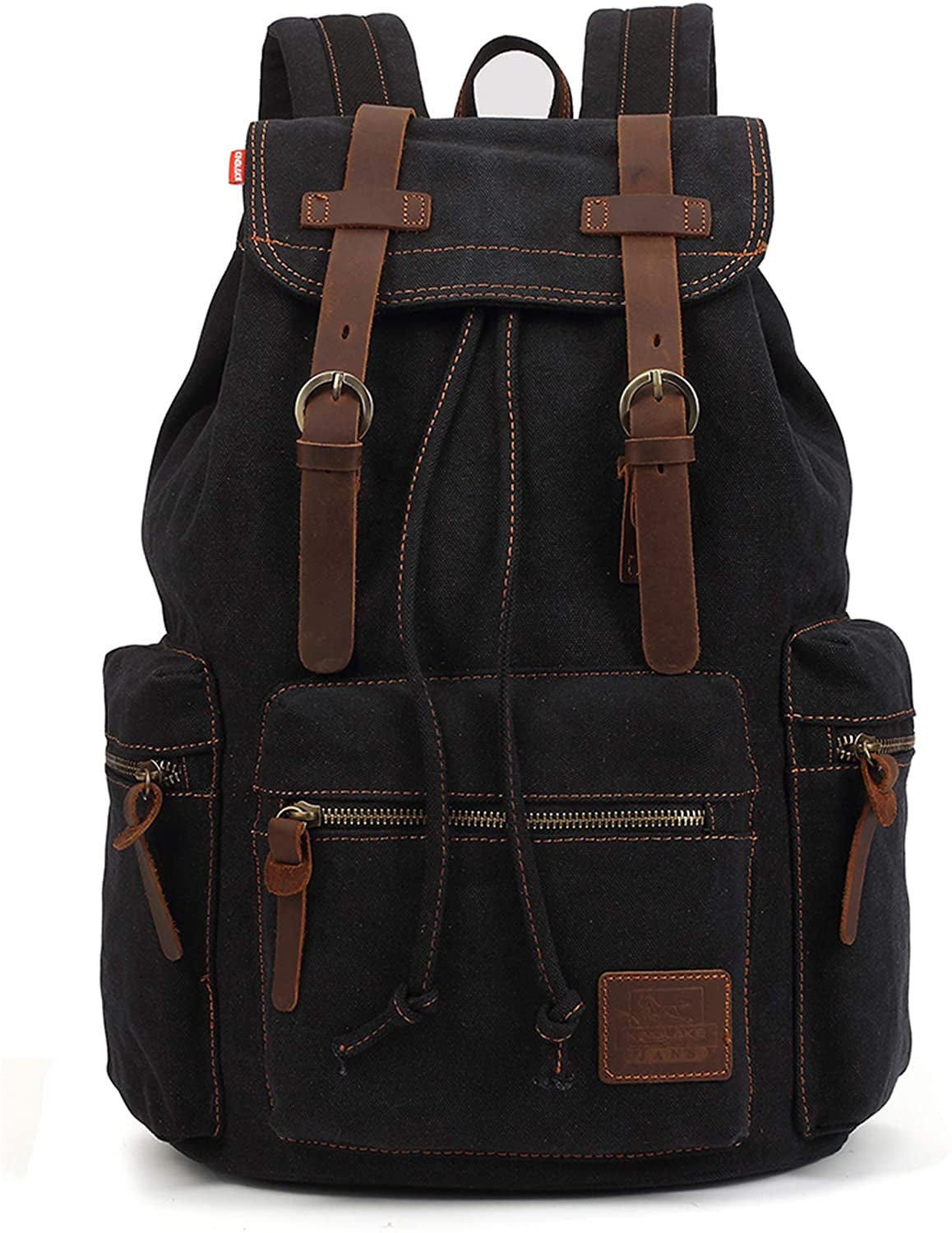 KAUKKO Canvas Vintage Backpack Casual Daypack School Leather Rucksack ...