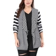 thumbnail image 2 of MODA NOVA Juniors' Plus Size Long Sleeve Mixed Striped Cardigan, 2 of 6