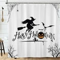 thumbnail image 2 of Happy Halloween Shower Curtain Magic Witch Broom Spider Web Pumpkin Bat Shower Curtains with Hooks for Bathroom Decor 72"x72", 2 of 7