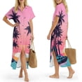thumbnail image 2 of FUIALDOLG Palm Tree Sun Summer Dresses for Women 2026 Casual Short Sleeve Button Down Maxi Dress Beach Swimsuit Cover Ups, 2 of 6