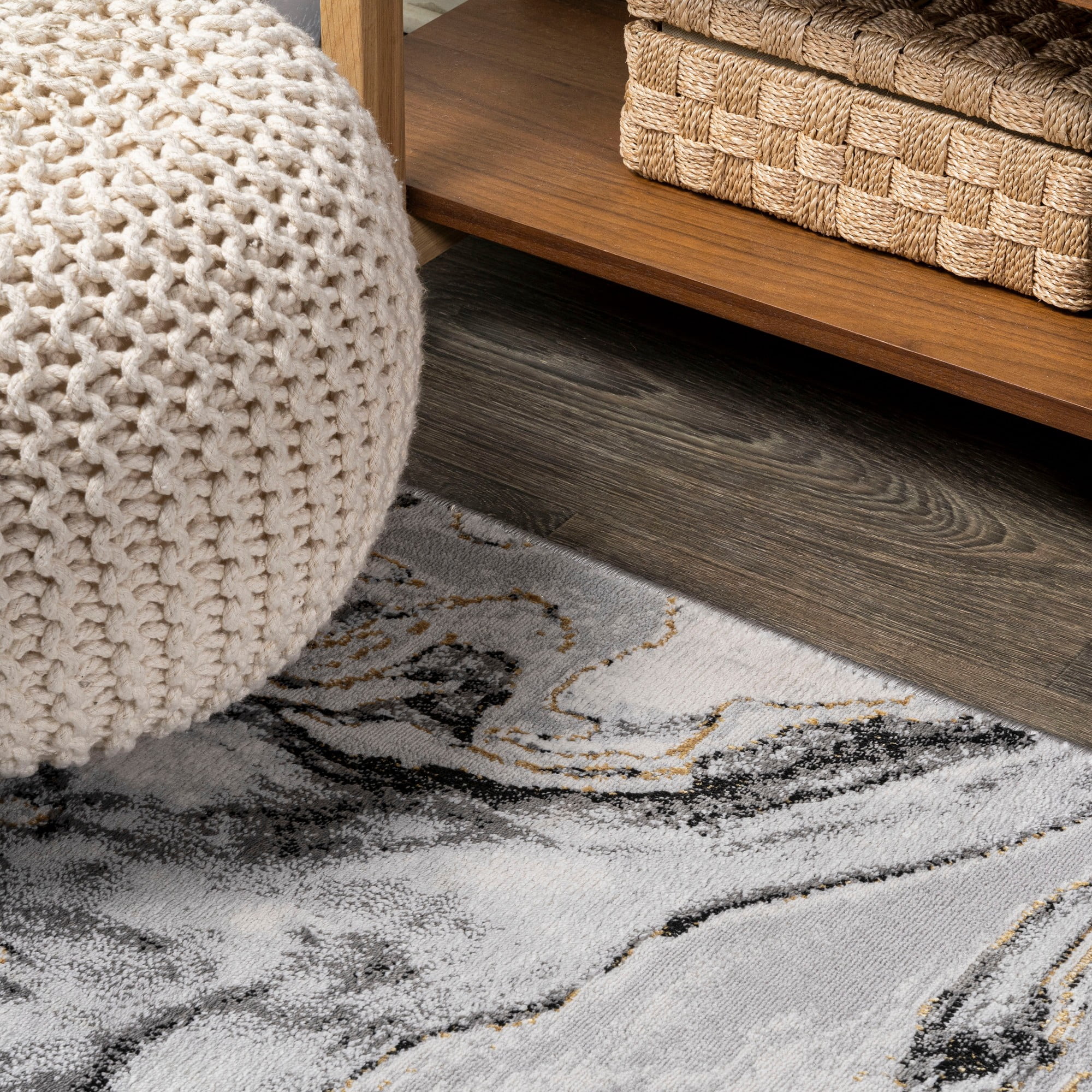 JONATHAN Y SILK ORCHID 2 x 8 Runner Rug, Swirl Marbled Abstract - Gray/Black, SOR203C-28