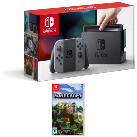 Nintendo Switch 32 GB Console with Gray Joy Con and Minecraft for Nintendo Switch Bundle