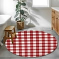 thumbnail image 4 of Farmhouse Buffalo Plaid 3ft Area Rug, Red White Checkered Washable Non-Slip Small Round Rugs for Entryway Bedroom Kitchen, Soft Circle Carpet for Dining Room, Playroom Nursery Rug, 4 of 9