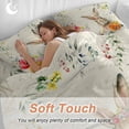 thumbnail image 3 of Easter Rabbit Full Size Comforter Set, Spring Red Orange Pink Floral Plant Newspaper Texture Bedding for All Seasons, 4 Pcs Bed Set, 1Quiltcover (86"x86") ,1Sheet(80"x116"), 2Pillowcases (30"x20"), 3 of 11