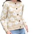 thumbnail image 6 of Floral Knit Women Long Sleeve Button Down Casual Sweater Cardigan, 6 of 6
