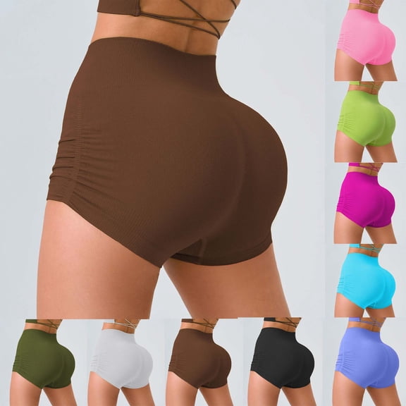 Aboser Womens Yoga Shorts Scrunch Butt Lifting Biker Shorts Women Tummy Control Workout Shorts High Waisted Athletic Shorts Skinny Side Ruched Sports Shorts