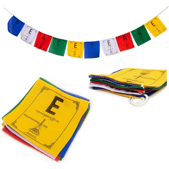 Tibetan Prayer Flags - Handmade in Nepal PEACE Flag with Auspicious Colors