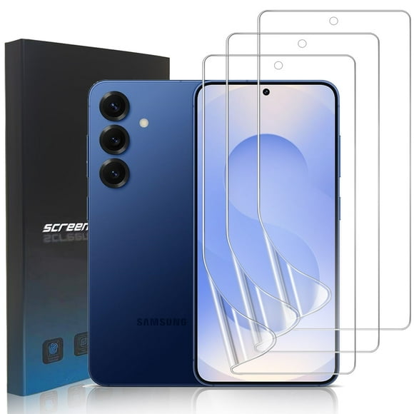 Zonyee [Paquete de 3] Protector de Pantalla para Samsung Galaxy S25, Película de Hidrogel HD Película Protectora de TPU Suave, [Compatible con Huella Digital] [Cobertura Curvada]