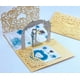 thumbnail image 4 of Tarjeta emergente 3D de 3 pliegues, tarjeta de invitación de boda de bolsillo, corte láser, invitación de felicitación con sobre, color dorado y gris, 1 unidad, envío gratis, 4 of 5