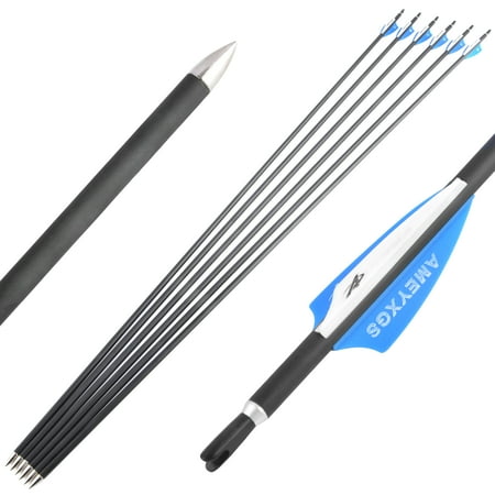 AME 12pcs 32 Archery Carbon Arrows SP1000 Shaft 6mm Compound Recurve Bow Target Shooting