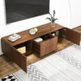 thumbnail image 3 of HIUU 58 inch Walnut Entertainment Center,Low Height TV Stand With Modern Unique Spiral Wave Design,Media Console Table With 2 Storage Cabinet And 2 Drawers,Modern TV Table For Living Room, Bedroom, 3 of 7
