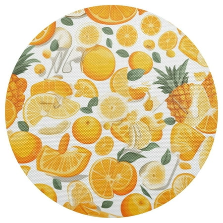 

Orange Series Fruits 4-Piece 15.4in Heat-Proof PVC Plate Mats Easy Cut and Clean for Family Use
