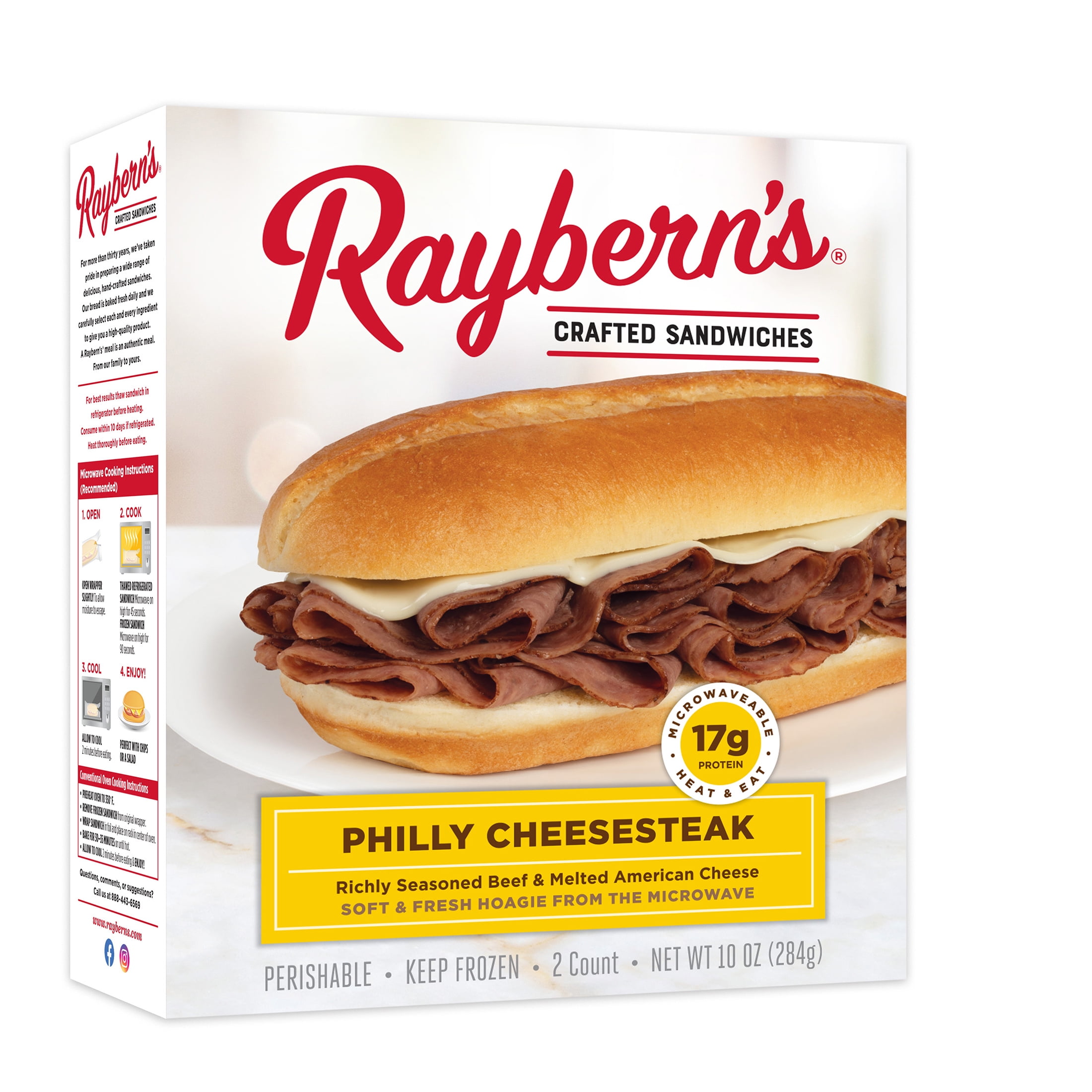 Raybern's Philly Cheesesteak Sandwich 10 oz, 2 Ct (Frozen)