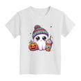 thumbnail image 5 of Zaveiop Kids Halloween T Shirt Cute Ghost Graphic Short Sleeve Crew Neck Girls Tee Holiday Size 8-9 Years, 5 of 5