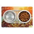 thumbnail image 1 of Palm Tree Pet Mat for Food and Water, Trees in Sunlights Tranquility in Tropical Nature Landscape at Summer Theme, Non-Slip Rubber Mat for Dogs and Cats, 18" X 12", by Ambesonne, 1 of 2