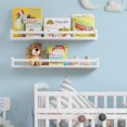 thumbnail image 5 of Fun Memories 32" 4Pcs Solid Wood Nursery Wall Display Floating Shelves for Kids Room, Home Decor, White, 5 of 7