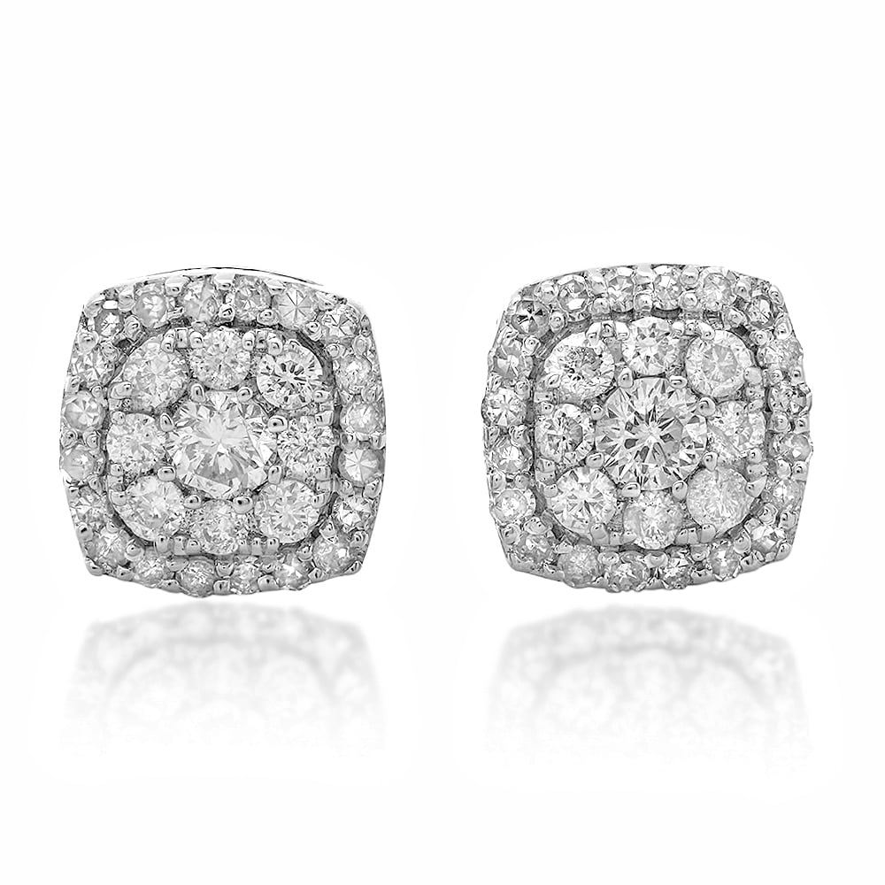 Dazzlingrock Collection 18K Round Gemstone Ladies Cluster Stud Earrings White Gold